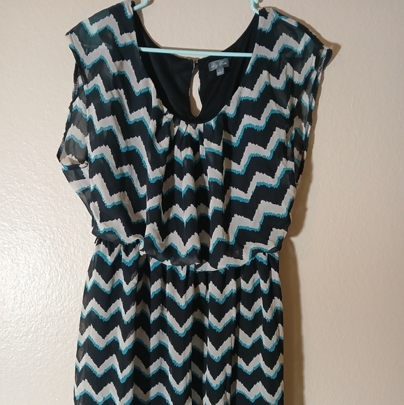Woman's Turquoise, Black, & White Lilly Rose Dress Size Large - Picture 1 of 11